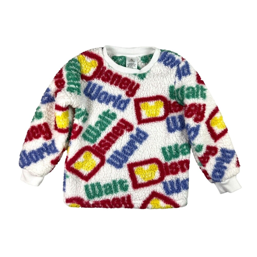 Disney World Park Top Youth Kids Size S  Sherpa Fleece Sweatshirt  Colorful